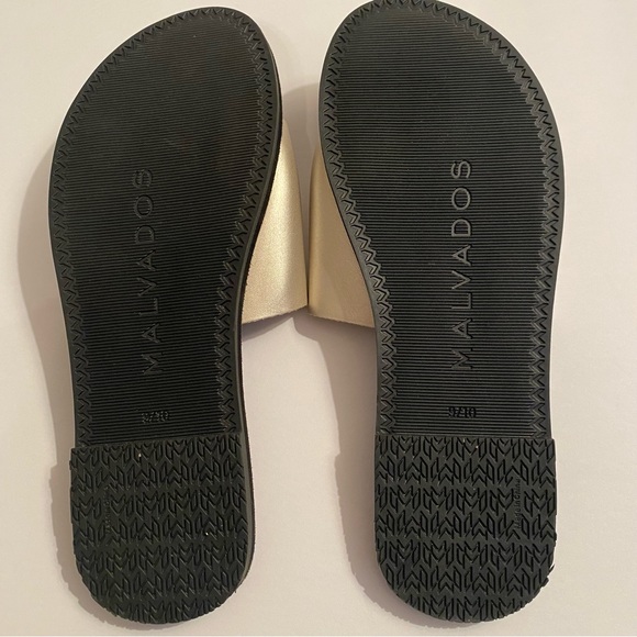 Malvaldos. Metallic gold and black slide sandals. Size 9/10. - Picture 2 of 4